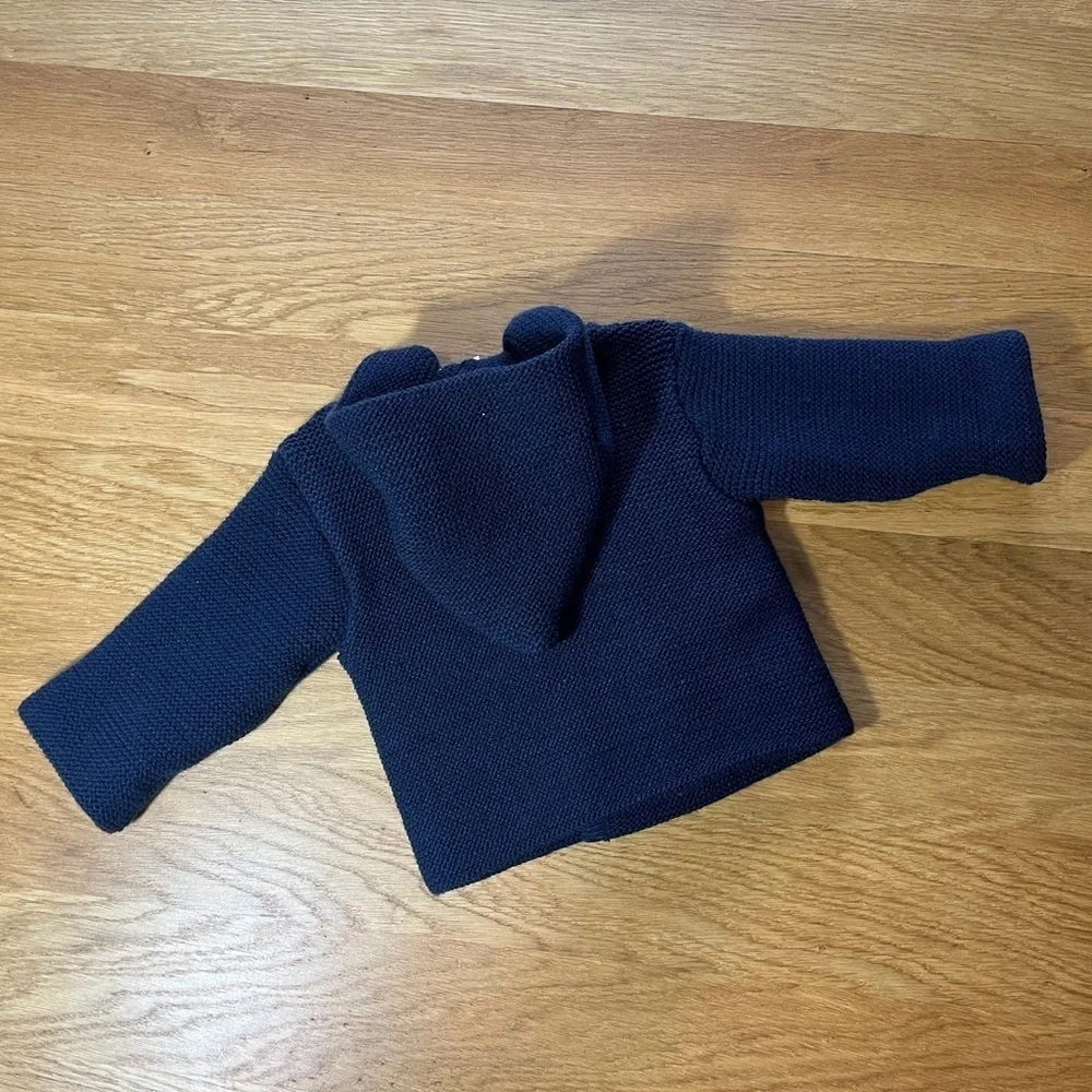 NWT Cubo Magico Baby 6M Navy Knit Hooded Cardigan Jacket Unisex